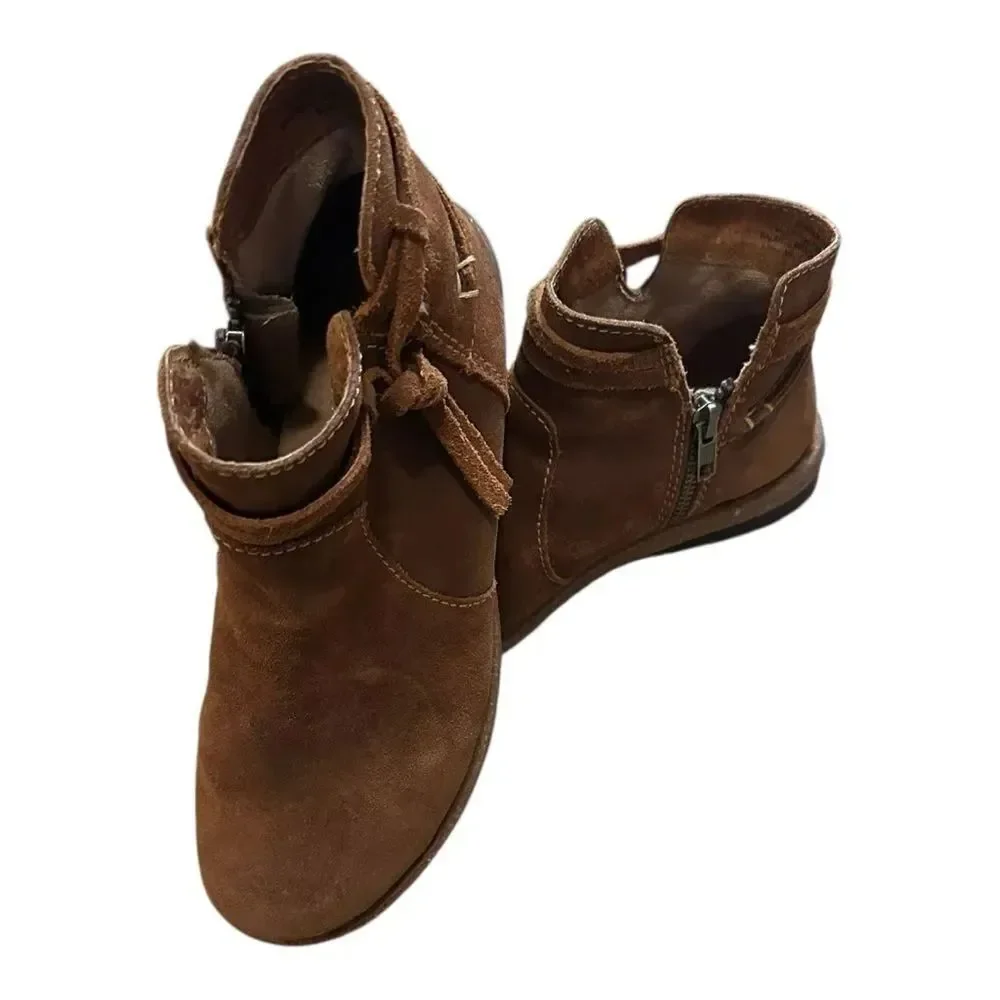 Born Boots | Womens Tarkiln Ankle Booties Brown Leather Side Zip BR0017406 | 7